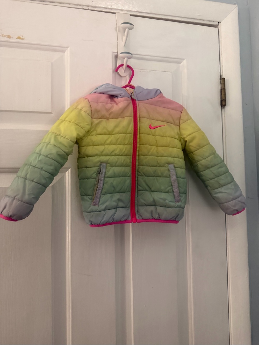 Nike Baby Girls Ombre Rainbow Hooded Puffer Jacket Size 18M